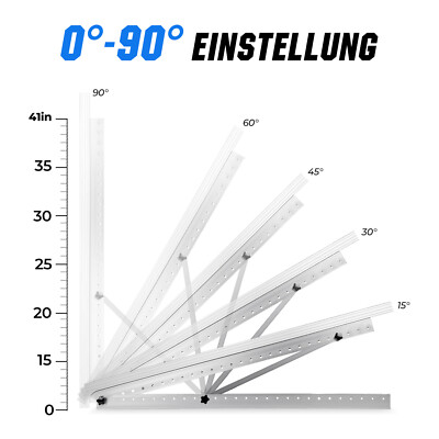 4 Supports Photovoltaïques Orientables – 114/118 Cm, Aluminium, 0° à 90°