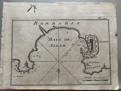 Portolano: Bucht Von Algier - Algier Algerien 1764 J. Roux