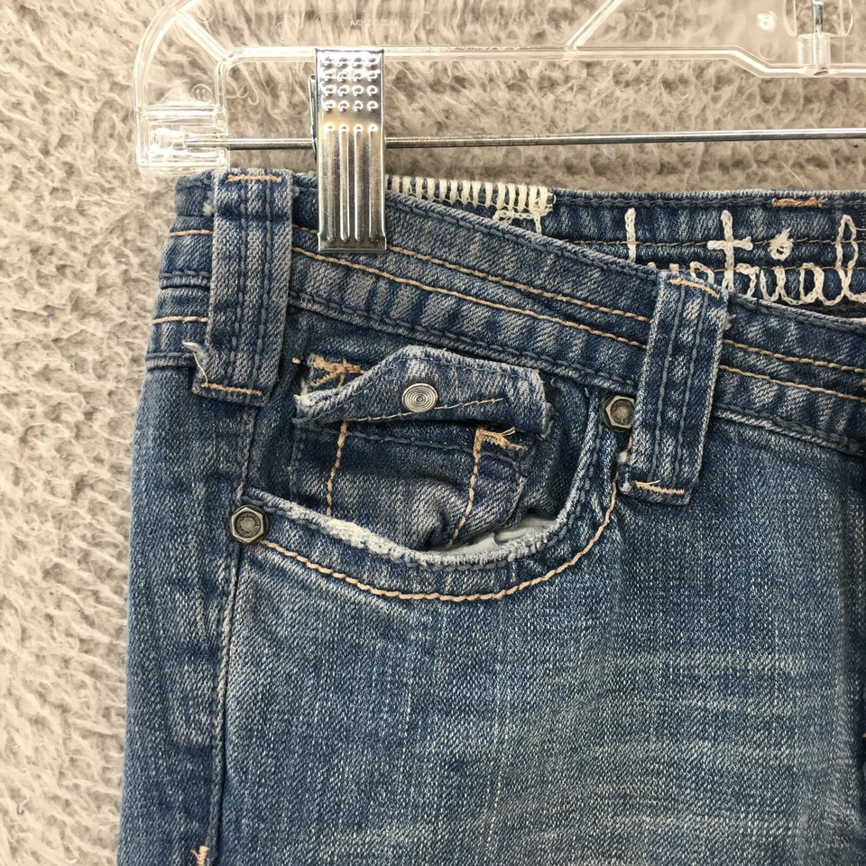 Bermudas vaqueras industriales de algodón para mujer 3 azules denim tiro medio cremallera mosca Foto 2 de 4