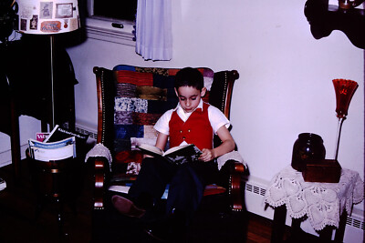 DEC 1965 Young Boy Reading Kodachrome Slide AH-B