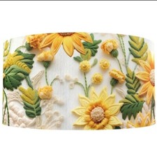 1 inch 1 yard 3D look Spring Summer flower Printed Grosgrain Ribbon 1237239