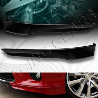 HFP STYLE UNPAINT BLK FRONT BUMPER SPOILER LIP 2-PCS FIT 13-15 HONDA ACCORD 2DR