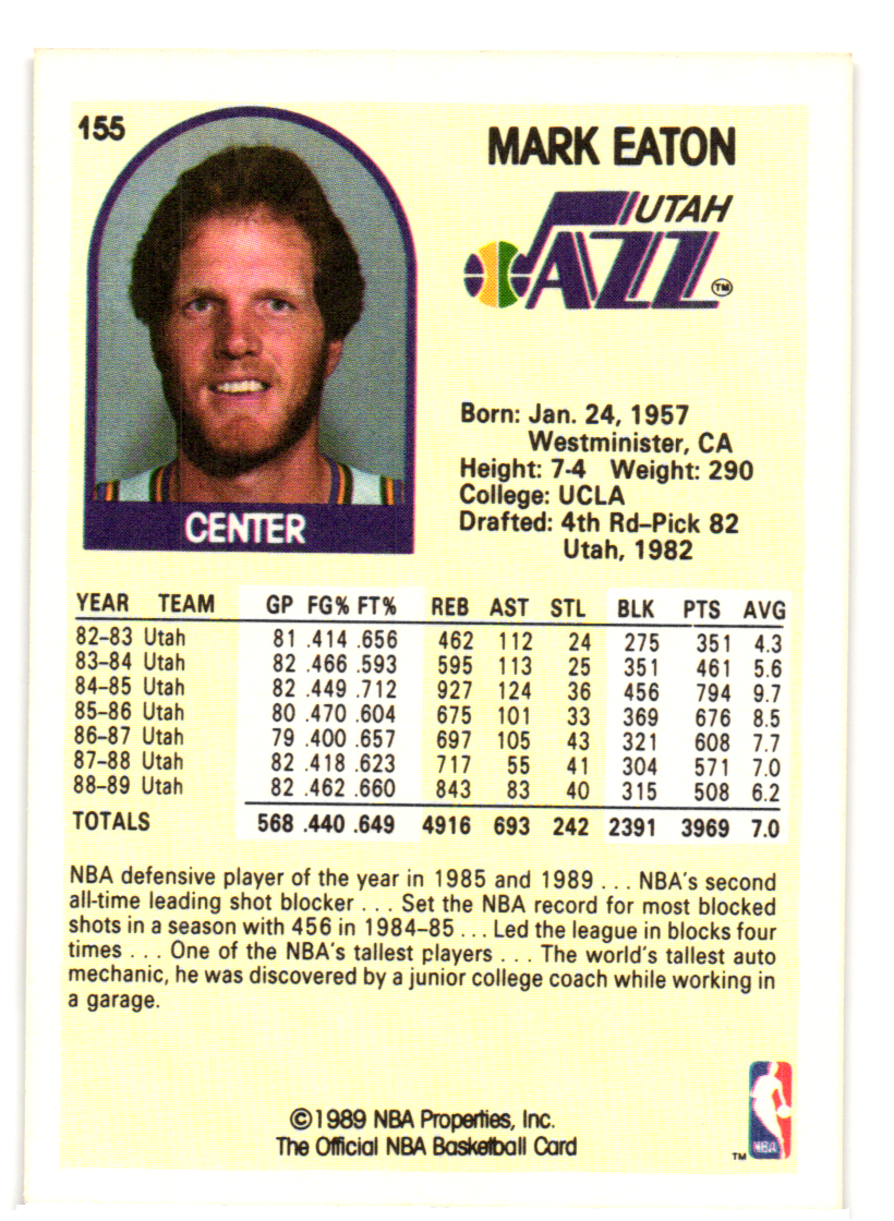 198990 NBA Hoops Basketball Card 155 Mark Eaton Utah Jazz c eBay