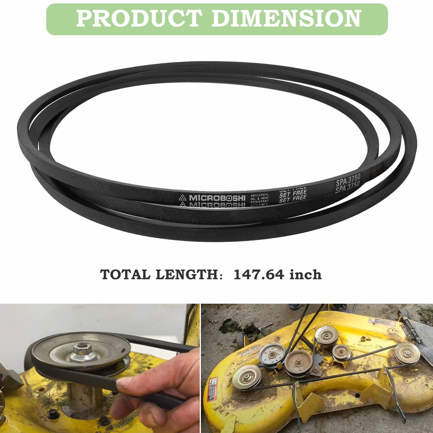 Mower 48" Deck Belt GX21833 GX20571 for John Deere D140 D150 D160 L120