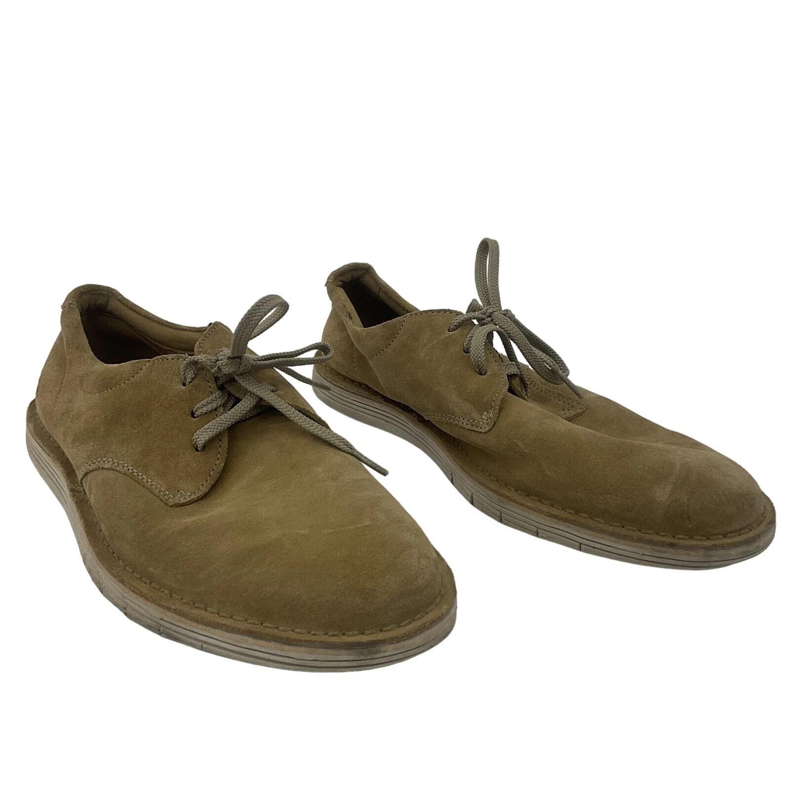 Scarpe eleganti Clarks beige uomo pelle Oxford scamosciata taglia 11 usate