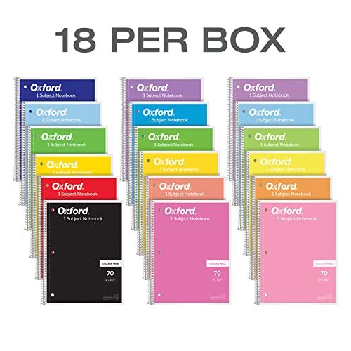 Spiral Notizbuch 18er-Pack, 1 Fach, College Linealpapier, 8 x 10-1/2 Zoll, - Bild 6 von 8
