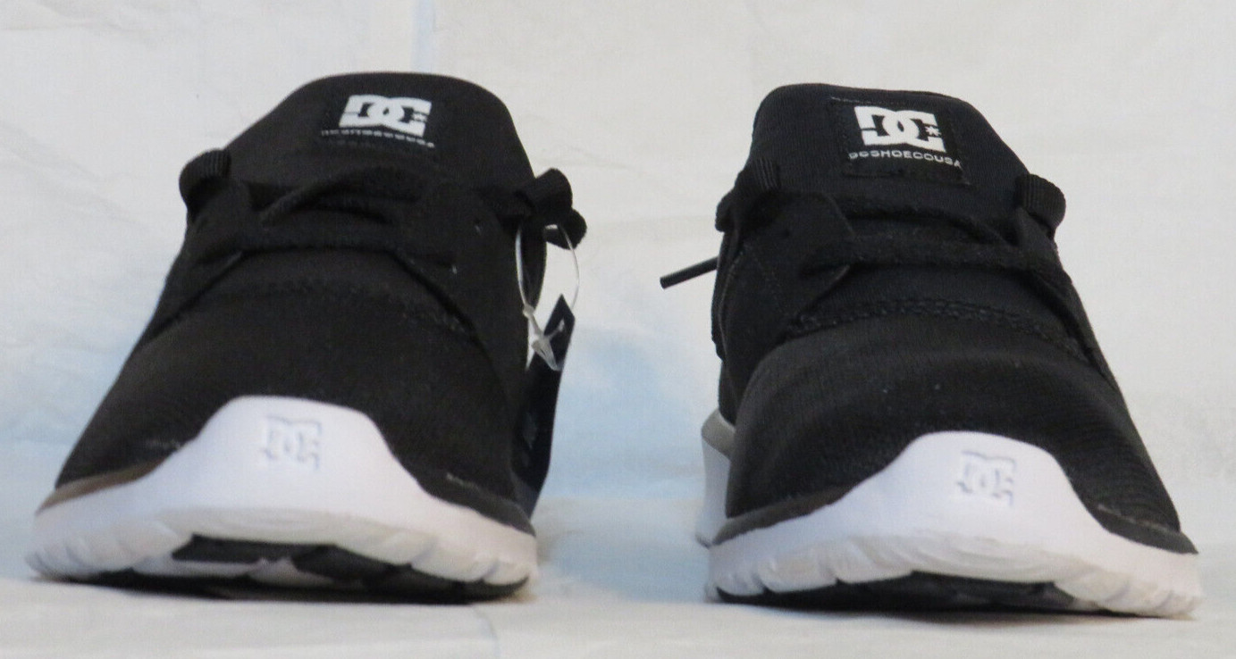 DC SHOES USA MENS SNEAKERS US 5 BLACK WHITE HEATHROW MESH STRETCH ORTHOLITE NIB