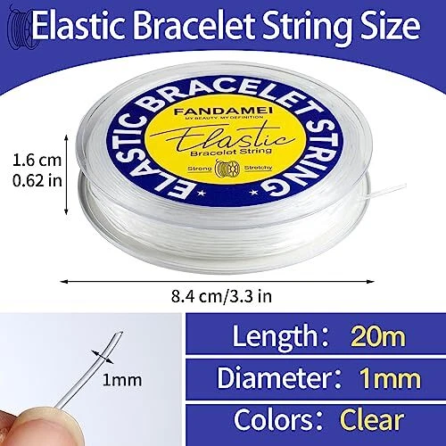 1mm Elastic Bracelet String Cord FANDAMEI Crystal Stretch Bead Cord for  Brace