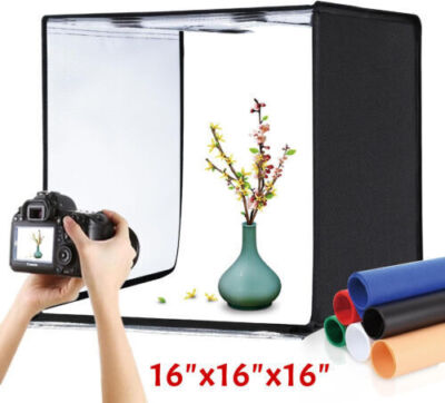 16'' LED Photo Studio Light Box Portable Folding Photography Shooting Tent Kit