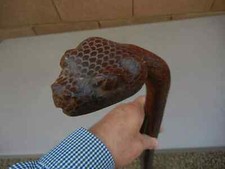 SNAKE Walking Stick Handmade Wood Carved Cane Rattlesnake Cobra , EXCELLENT 
