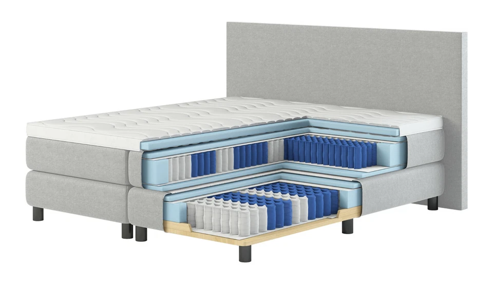Boxspringbett Florenz T 7 Zonen Taschenfederkern Matratze grau 180x200 Topper - Bild 3 von 4