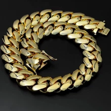 25mm High Polished Miami Cuban Chain Necklace Copper Real Gold Plated Jewelry