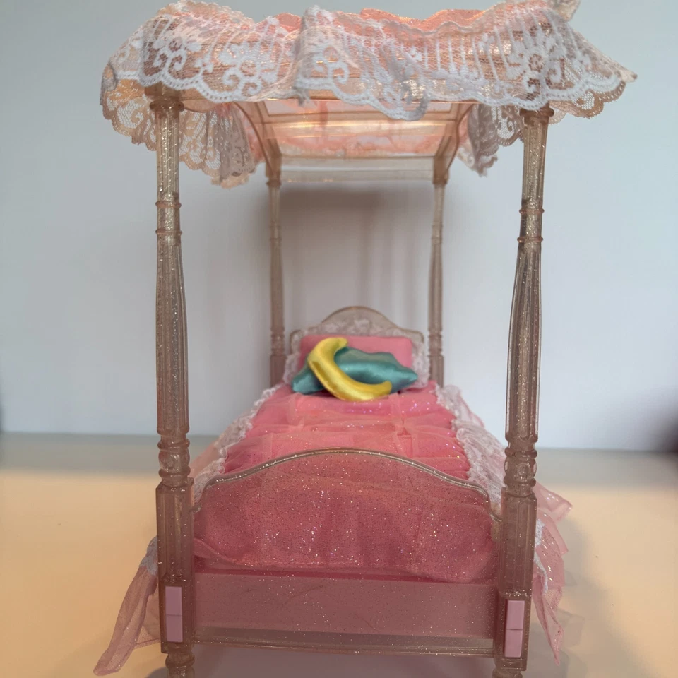 Vintage 90s barbie Matel GLITTER & GLOW BED - CANOPY BED "LIGHTS UP" - Image 4 of 4