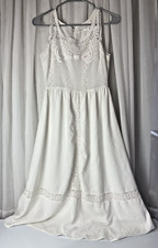 Blu Pepper Size Small White Lace Bohemian Maxi Dress With Lace Trim Lined