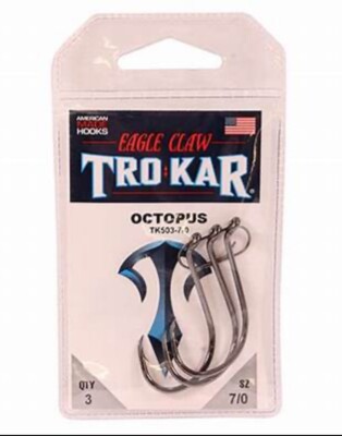 3 pk - Eagle Claw Trokar Octopus Fishing Hooks TK503-7/0 Black - FREE SHIPPING! | eBay 3 pk - Eagle Claw Trokar Octopus Fishing Hooks TK503-7/0 Black - FREE SHIPPING! | eBay