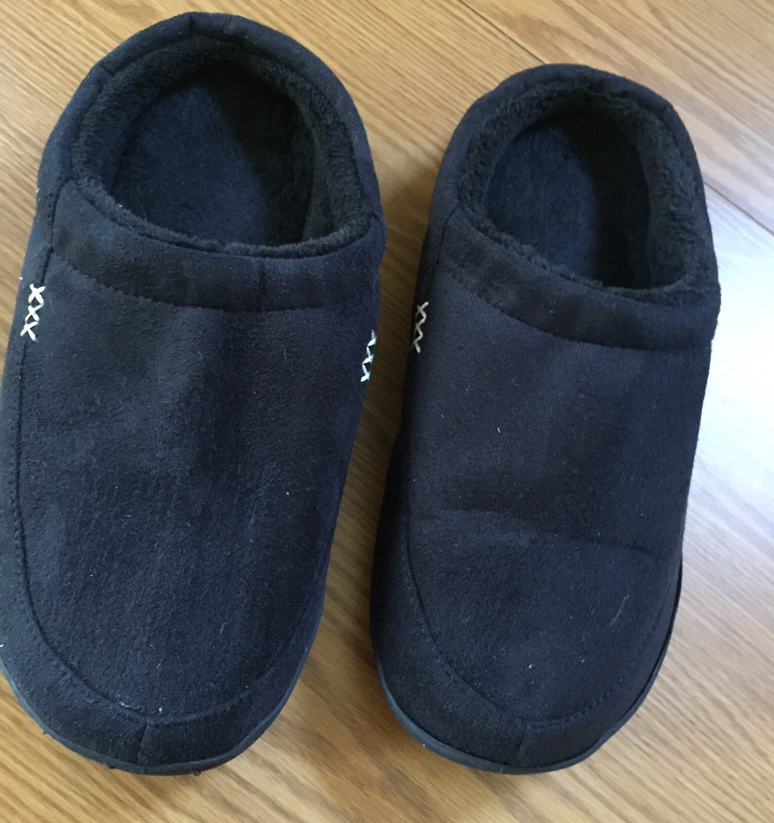 Men's Newdenber Black Slip-On Slippers Size 11 Faux Fur Lined-image