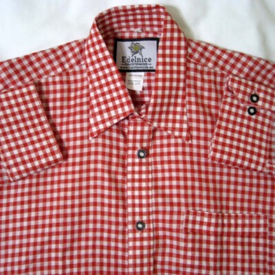 Edelnice   Trachtenmode - Germany - Red Check - L Large - Shirt New NWOT
