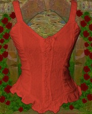 Mittelalter Gothic Mieder Corsagenbluse Top Bluse rot uni 34 36 38 40 42 44 46