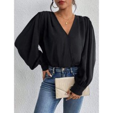 Surplice Ruched Long Sleeve Bodysuit