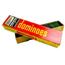 Vintage Dominoes Double Six by Halsam Complete Set Original Red  Yellow Box .