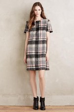 Anthropologie Frontier Plaid Dress By Line & Dot Wool Blend Shift Sz. M New NWT