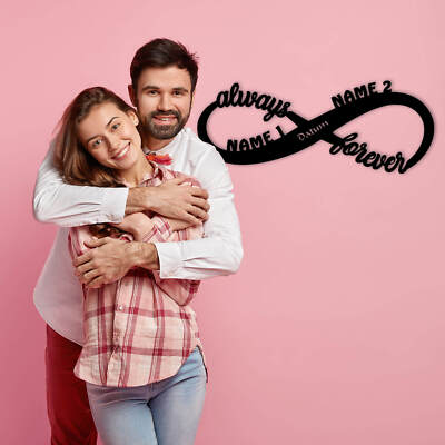 LED Unendlichkeitszeichen ''always-forever'' personalisiert Namen Datum Jahrestag