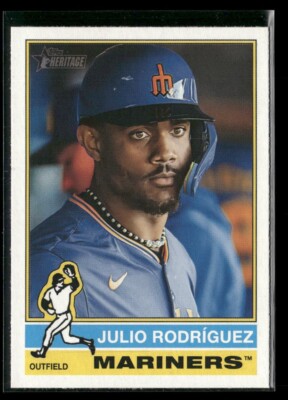 2025 Topps Heritage #369 Julio Rodriguez 1976 Flip Bat Flipped