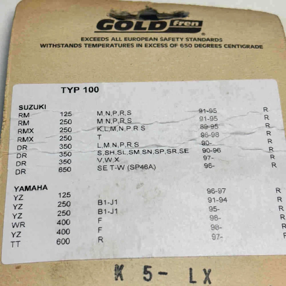 GOLD FREN 100 Ceramic Carbon Bremsbeläge-Satz passend für Yamaha/Suzuki MX - Image 2 of 2