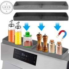 Magnetic Over The Stove Top Kitchen Shelf Non-Slip Silicone Spice Storage Rack