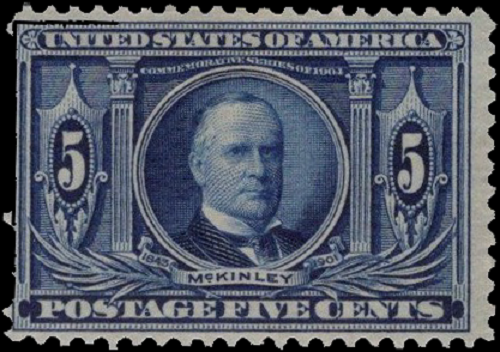 SAVOYSTAMPS USA Scott # 326 1904 Hinged Fine 5c Blue McKinley CV-$ 70 - Picture 1 of 1