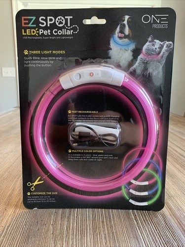 EZ Spot LED Pet Collar, Pink, Customize The Size, Rechargeable, For Dogs or Cats - Picture 1 of 3