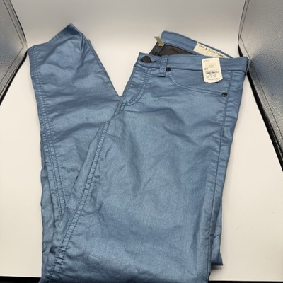 Rag & Bone Metallic Blue Skinny Jeans Legging Coated Sky Blue 28