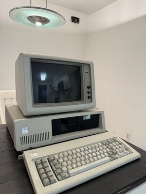 Vintage IBM 5160 Personal Computer with Keyboard, IBM 5153 CGA Monitor