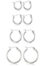 ORAZIO 4 Pairs Stainless Steel Hoop Earrings Set Cute Huggie Earrings