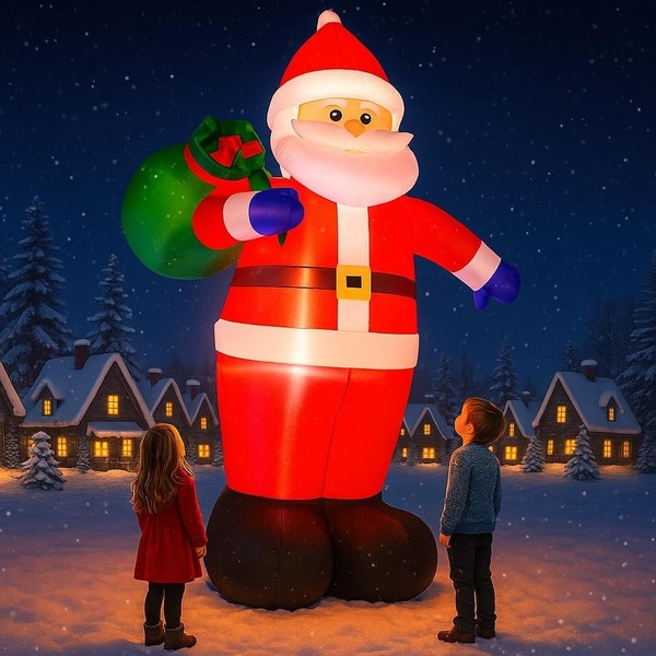Aufblasbarer Weihnachtsmann 240Cm Mit LED Lichtern Wetterfest FüR Garten Hof-image