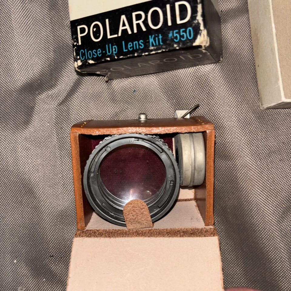 Kit de lentes de primer plano Polaroid #550 para modelo serie 110 - 3 con estuche de cuero - RARO Foto 4 de 4