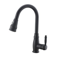 Commercial Black Kitchen Faucet with Pull out Sprayer, Single Handle Single