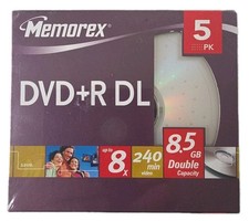 Memorex DVD R DL Dual Layer 5 Pack Sealed DVD RDL Sealed 8x 8.5 GB 240 min A64