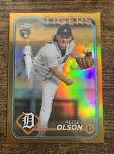 2024 Topps Chrome Reese Olson #40 Rookie True Gold Refractor /50 RC Tigers SSP
