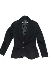H M Women  s Black Blazer Size 6 Long Sleeve Button Front