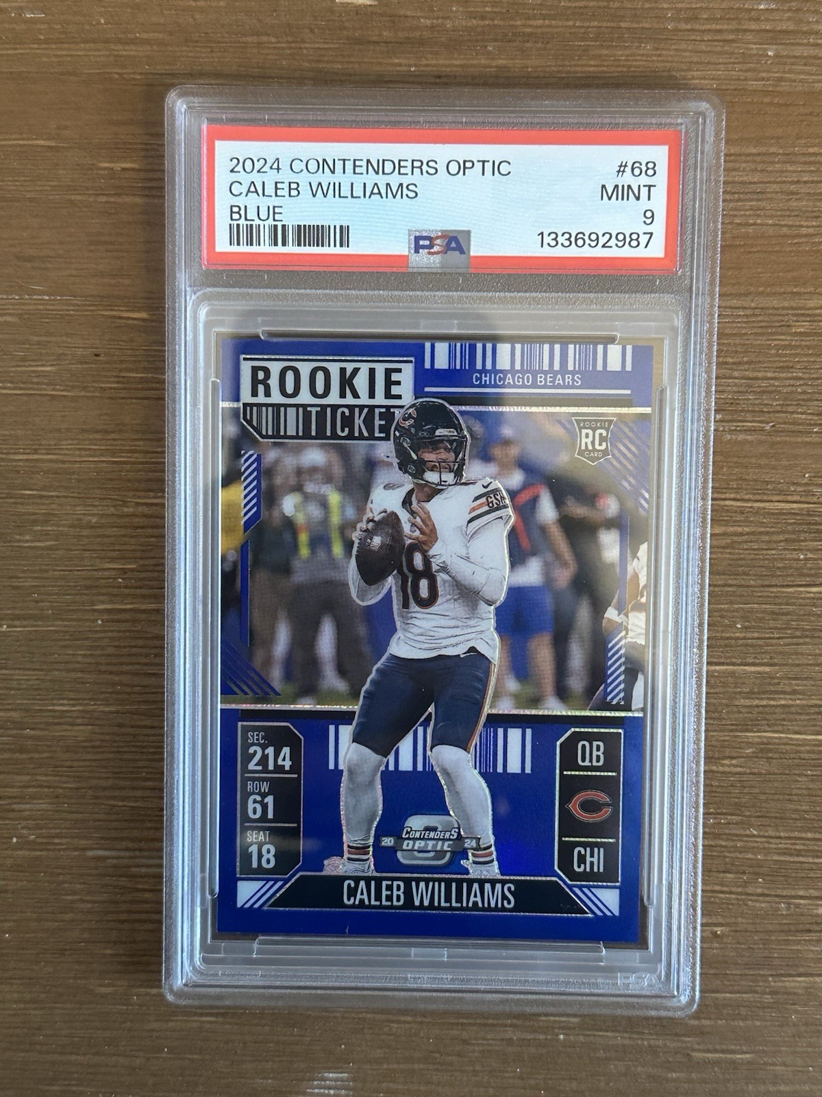 2024 Panini Contenders Optic Caleb Williams Blue Prizm /99 Rookie RC #68 PSA 9