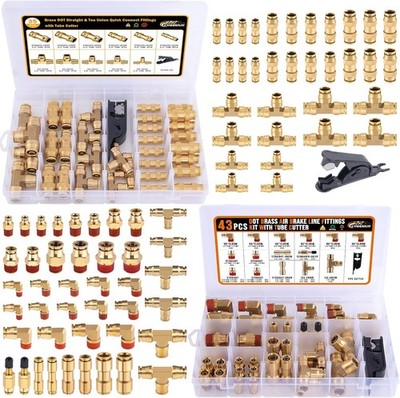 Brass Air Line Fittings Push Lock Combo Kit
