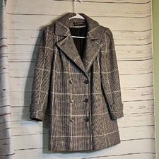 ALORNA Womens Plaid Double Breasted Wool Blend Blazer Coat Made in USA