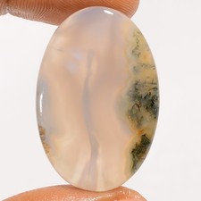 100 Natural Moss Agate Oval Shape Cabochon Gemstone 29 Ct. 33X21X5 mm EE-51874