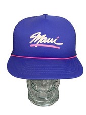 Hawaiian Headwear 1980's Snap Back Mesh Blue Pink Maui Hawaii Hat Adjustable