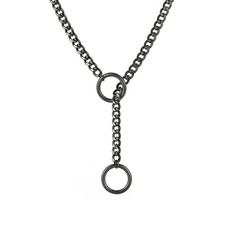 Heart O Ring Slip Chain Choker Necklace for Women Men Stainless Black