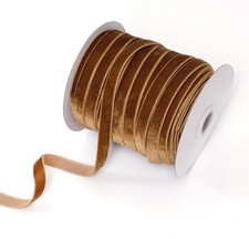 50 Yards Brown Velvet Ribbon 3/8 Inch for Gift Wrapping, Vintage Single