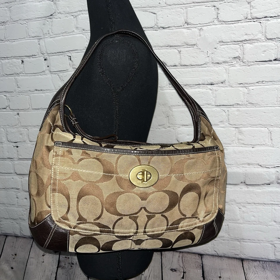 Винтажная большая сумка-хобо Y2K Coach Signature (стиль 10765) - Изображение 3 из 4