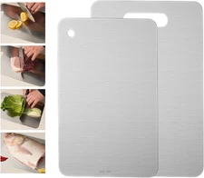 Stainless Steel Cutting Board Set for Kitchen - 2 Pack Non-Stick Metal Boards