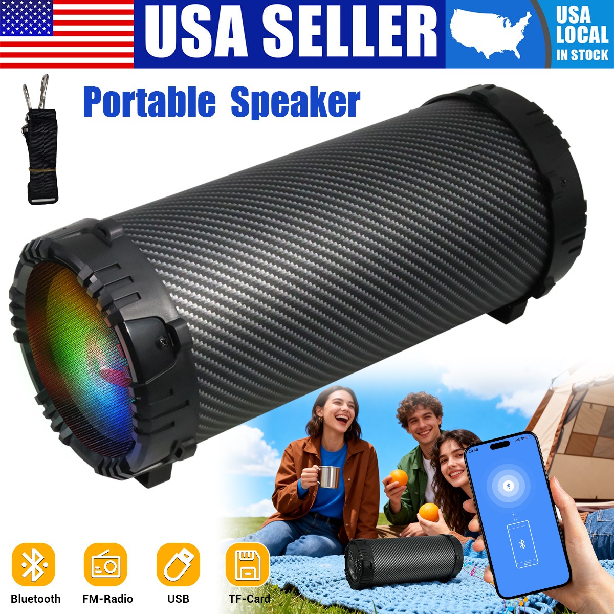 3600W Portable Bluetooth Speaker Subwoofer Heavy Bass Sound